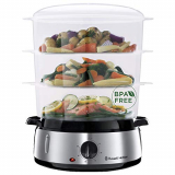 Russell Hobbs Vaporera Cook@Home – 3 Recipientes, Capacidad para 9 L, Arrocera, Sin BPA, Acero Inoxidable, 800 W – 19270-56