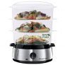 Russell Hobbs Vaporera Cook@Home – 3 Recipientes, Capacidad para 9 L, Arrocera, Sin BPA, Acero Inoxidable, 800 W – 19270-56