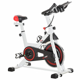 HOMCOM Bicicleta Estática Bicicleta de Fitness Pantalla LCD Asiento Manillar Ajustable Volante de Inercia 8kg Resistencia Regulable 103x53x110-114 cm Acero Blanco