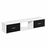 HOMCOM Mueble de TV para Televisores de hasta 60″ Mesa de Salón Estilo Moderno con 2 Cajones y Compartimento Abierto 140x30x32 cm Blanco y Negro