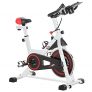 HOMCOM Bicicleta Estática Bicicleta de Fitness Pantalla LCD Asiento Manillar Ajustable Volante de Inercia 8kg Resistencia Regulable 103x53x110-114 cm Acero Blanco