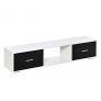 HOMCOM Mueble de TV para Televisores de hasta 60″ Mesa de Salón Estilo Moderno con 2 Cajones y Compartimento Abierto 140x30x32 cm Blanco y Negro
