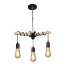 Lámpara Techo Colgantes Vintage, Lamparas de Techo Retro, 3 Luces E27 Lámpara Colgante Techo para Comedor, Sala, Cuarto, Balcón(Negro + color madera)