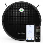 CREATE IKOHS NETBOT S15 – Robot Aspirador y Fregasuelos 4 en 1, mapeo navegación Inteligente y App, Barre, aspira, friega y Pasa la mopa, Especial Mascotas, Suelos Duros y Alfombras (Negro-Turquesa)