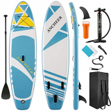 ANCHEER Tabla Paddle Surf Hinchable 305 x 76 x 15 cm, Tabla Padel Surf Hinchable Ultraligero (7.5kg) con Mochila, Remo Ajustable, Aleta, Bomba de Mano, La Carga máxima es de 130 kg