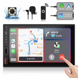 FISHOAKY Radio 2 DIN Android, 7 Pulgadas Carplay Inalambrico con Apple Carplay Android Auto Receptor de Radio Am/FM con 4 Puertos USB, Reproductor de CD