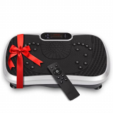 WeightWorld Plataforma Vibratoria Fitness – Máquina de Ejercicio y Masajes, Entrenamiento en Casa, con Altavoz Bluetooth, Mando a Distancia y Gomas Elásticas Fitness, 99 Niveles