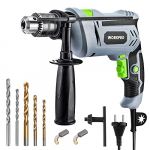 WORKPRO 850W Taladro Percutor, Taladro de Impacto de 3000 RPM, Taladro Eléctrico con Cable, Botón de Velocidad Variable, Mango Auxiliar