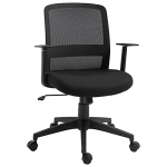 Vinsetto Silla de Oficina Silla Escritorio Giratoria con Altura Ajustable Reposabrazos Soporte Lumbar Respaldo Transpirable y Función Basculante 58x60x89-99 cm Negro