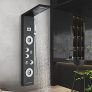 Panel de Ducha Baño Columna de Ducha de Hidromasaje 5 Funciones Negro Sistema de Ducha de Pared de Acero Inoxidable Cepillado con Pantalla LCD
