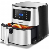 Sunmaki Freidora Sin Aceite, Freidora de Aire 5,5L, Freidora Aire con 8 Programas, Pantalla LED Táctil Temperatura y Tiempo Ajustable, Temporizador, 1700W (Plata)