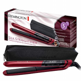 Remington Plancha de Pelo Silk – Cerámica, Digital, Placas Flotantes Extralargas, Resultados Profesionales, Rojo – S9600