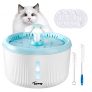 Toozey Fuente para Gatos – Bebedero Gatos con luz LED con Interruptor, 3 Filtros y 2 Cepillos de Limpieza – Super Silenciosa