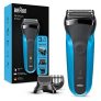 Braun Series 3 Afeitadora Eléctrica Hombre 3 en 1 Shave&Style, Máquina de Afeitar Barba para Uso en Seco y en Mojado, 310 BT, Negro/Azul