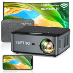Proyector WiFi Bluetooth, TOPTRO 7500 Lúmenes Proyector Full HD 1920x1080P Nativo Soporta 4K, Ajuste Digital de 4 Puntos y Función de Zoom, Proyector Portátil LED Cine en Casa para PPT Phone PS4