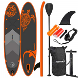 Nemaxx PB300 Tabla de Paddle Surf Sup 300x76x15cm, Naranja/Antracita – Tabla de Paddle Board – Tabla de Surf – Hinchable con Mochila, remos, Aletas, Bomba de Aire, Kit de reparación