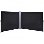 Outsunny Toldo Lateral Retráctil Doble 600×160 cm Pantalla de Privacidad Extensible con Ángulo Ajustable y Protección UV 50+ para Jardín Balcón Terraza Gris Oscuro