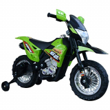 HOMCOM Moto de Batería Infantil Motocicleta Eléctrica para Niños de +3 Años con Luces Música y Ruedas de Apoyo 109×52,2×70,5 cm Verde