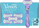 VENUS Gillette Venus Delux Smooth Swirl Maquinilla De Afeitar Mujer + 6 Cuchillas De Recambio, Purpura, Nuevo