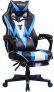 Silla de Juego Gaming para Adultos, Ergonómica Silla Gaming, Masaje Silla Gaming, Silla computadora con Reposapiés, Silla Gaming Giratoria, Silla de Escritorio Racing, Silla Gaming de Oficina (Azul)