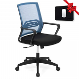 COMIFORT Silla Escritorio Bird, Silla Oficina Respaldo Malla Transpirable, Diseño Moderno, Silla Ergonomica Giratoria Apoyo Lumbar, Asiento Acolchado Tejido de Tela, Azul