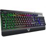 PICTEK Teclado Gaming, Teclado Gaming PC LED Retroiluminación con Cable Teclado, 12 Atajos Multimedia, 19 Anti-Ghosting, Teclado USB de 1,6 M, Teclado Metálico para PC/Windows/PS4, Negro
