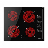 Teka | Placa vitrocerámica modular de 30cm con control táctil | TBC 64000 XFL | Cristal negro | 5.7 x 60 x 51 cm