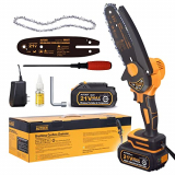 AUTDER Motosierra Motosierra sin cable Mini Motosierra Motosierra de batería Motosierra eléctrica Motosierras de mano con una batería recargable de 21V para árboles Ramas Poda Corte de madera