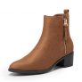 DREAM PAIRS Botas Chelsea Mujer Botines de Tacon Ancho Tacon Alto MARRÓN SDAB2229W-E Talla 41 (EUR)