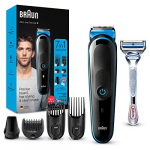 Braun Recortadora de Barba 7 en 1, Máquina Cortar Pelo, Facial, MGK 3242, Negro/Azul