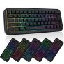 Aytop K63 60% RGB Teclado para Juegos, Teclado de 2.4G con Reposo de Manos 63 Teclas LED Retroiluminado Compacto Ergonómico con Cable para Escritorio Mac PC Gamer Azul (Black)