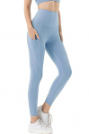 WOWENY Leggings Deporte Mujer,Leggins para Damas Pantalones Deportivos Largos para Training Running Yoga Fitness Transpirables con Cintura Alta (Y-Azul, L)