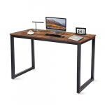 Bomcosy Mesa de Ordenador, Escritotio 120cm,para Oficina, Dormitorio, Estructura de Acero, Industrial, Tablero de MDF de Grano de Madera Vintage, Marco de Metal, marrón rústico