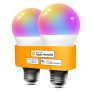 Refoss Bombilla LED Inteligente WiFi – Multicolor Regulable, Mando a distancia, 9W E27, 2700-6500 K, Compatible con Apple HomeKit, Alexa Echo y Google Home Paquet de 2