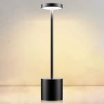 Lámpara de mesa inalámbrica LED Dos modos de iluminación, Luz de lectura regulable Carga USB Fabricada en metal creativo Ideal para restaurante/terraza/dormitorio – Color negro