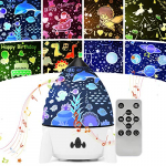 Proyector Estrellas Bebé Lámpara Proyector Infantil Luz Nocturna con 8 películas 4 Música 7 Modos y Control Remoto, 360° Rotación, para Niños y Bebés Navidad, Cumpleaños, Habitación, Regalos, Juguetes