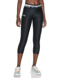 Under Armour HG Armour Crop, leggings deportivos mujer, Negro (Black / White) , S