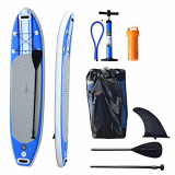 HOMCOM Tabla de Surf Hinchable con Remo Ajustable y Bomba 305x76x15cm Tablas Paddle Surf con 3 Aletas para Mayor Estabilidad Kit de Reparación Bolsa de Transporte Ideal para Principiantes