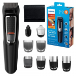 Philips MG3740/15 Recortadora 9 en 1 Maquina recortadora de barba y Cortapelos para hombre cara y cabeza, accesorios para nariz y orejas, 60 minutos de autonomía, Negro