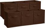 Amazon Basics – Cubos de almacenamiento plegables (pack de 6), Marrón