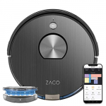 ZACO 501903 A10 Robot Aspirador y Fregasuelos, 360° Navegación Láser, Alexa y Google Home, autonomía de hasta 120 Minutos, Gestión y tramitación de Salas, 22 W, 65 Decibelios, Iron Grey