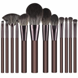 Set de Brochas de Maquillaje profesional DUAIU 12 Piezas Brochas Maquillaje Premium De Cerdas Sintéticas Con Mango De Madera Kabuki Foundation Brush Face Lip Eye Pinceles Maquillaje