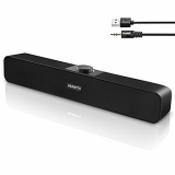 Altavoces USB, Mini Barra de Sonido 2.0 USB Alimentado con 2 Diafragmas, Potente Estéreo, 3,5mm Jack, Control de Volumen para PC de Escritorio, Ordenador Portátil, Móvil, Computadora