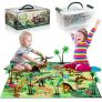 TTMOW Juego de Dinosaurios con 9 Figura de Dinosaurios, Tapete de Juego y 5 Arboles Juguetes Educativos para Niños