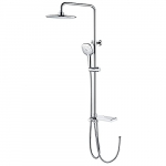 Lonheo Columna de ducha sin grifo,Barra de ducha ajustable en altura (86,8 cm a 113,3 cm), Conjunto de ducha con repisa de ABS, Con ducha de lluvia de 9″ y 3 funciones teleducha