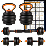 CCLIFE Pesa Rusa Mancuernas Ajustables con Pesa Barra 2x10KG,2×12,5KG,2x20KG, Color:con Barra conexión, 2×20 KG