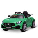 HOMCOM Coche Eléctrico para Niños Mercedes GTR con Licencia +3 Años Batería 12V con Mando a Distancia Música Faros Puerta de Doble Apertura Carga 25kg 105x58x45 cm Verde