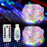 Brisun® – Cadena de luces LED de 15 m, 2 unidades, 150 ledes, USB, con 8 modos, luces de ambiente para habitaciones, interiores, exteriores, Navidad, fiestas, bodas, DIY, etc. multicolor