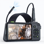 Foinwer Cámara endoscópica de doble lente con luz, endoscopio industrial de 5 pulgadas, pantalla IPS, cámara de inspección impermeable, cámara de endoscopio de canal, cámara de canal IP67, impermeable