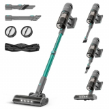 KOHE S10 Aspirador Sin Cable 400W, Aspiradora Escoba Sin Cable 30Kpa hasta 45 Minutos de Autonomía, Aspirador Potente con Baterías 6×2200 mAh, Cepillo Suelo 4 LED